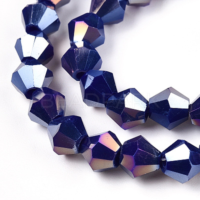 Opaque Solid Color Electroplate Glass Beads Strands EGLA-A039-P6mm-B10-1