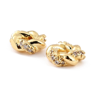 Brass Micro Pave Clear Cubic Zirconia Beads ZIRC-P091-18G-RS-1