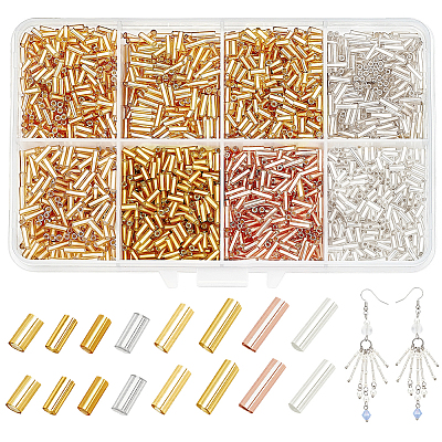2120Pcs 8 Style Plated Glass Round Bugle Beads SEED-AR0001-12-1