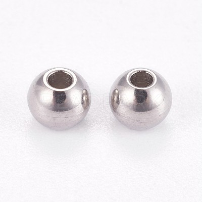Tarnish Resistant 304 Stainless Steel Smooth Round Spacer Beads STAS-M006-01B-1