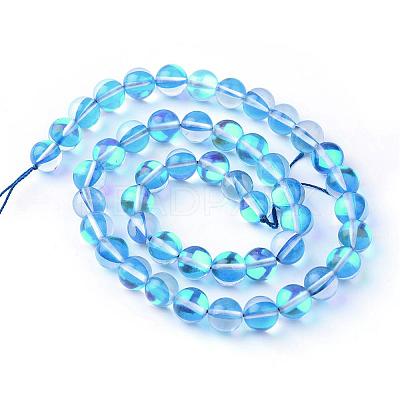 Synthetic Moonstone Beads Strands G-R375-6mm-B11-1