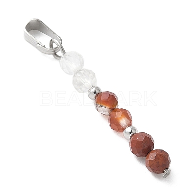 Faceted Round Natural Mixed Gemstone Beaded Pendants X-PALLOY-JF03529-1