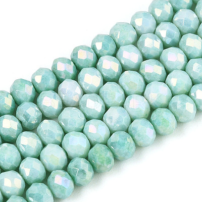 Anti-Tarnish Electroplate Rondelle Glass Beads Strands EGLA-T021-4mm-17-07-1