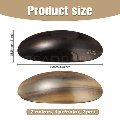 2Pcs 2 Colors Resin and Iron Hair Barrettes PHAR-GO0001-07A-1