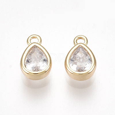 Brass Cubic Zirconia Charms X-KK-S350-089G-1