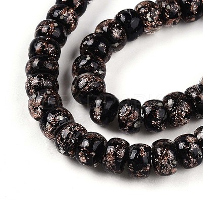 Luminous Handmade Gold Foil Glass Beads Strands FOIL-N029-02A-01-1