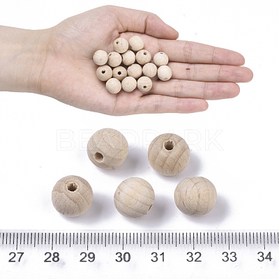 Natural Beech Wood Beads WOOD-T020-01A-1