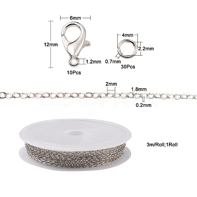 DIY 3m Brass Cable Chain Jewelry Making Kit DIY-YW0005-75P-1
