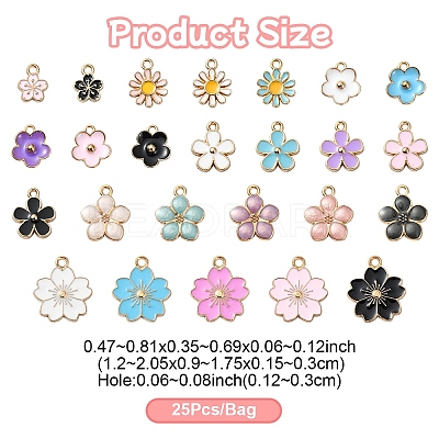 25Pcs 25 Styles Light Gold Plated Alloy Enamel Pendants ENAM-YW0004-33-1