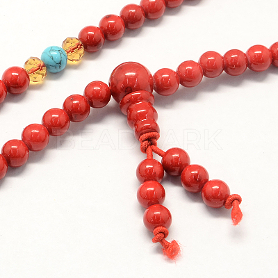 4-Loop Wrap Buddha Meditation Yellow Jade Beaded Bracelets BJEW-R040-6mm-09-1