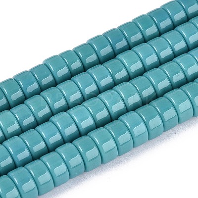 Opaque Solid Color Glass Beads Strands GLAA-N026-3x6mm-16-1