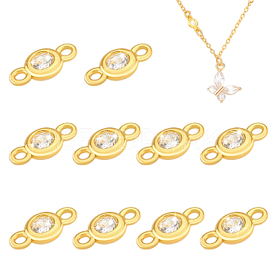 10Pcs 925 Sterling Silver Micro Pave Clear Cubic Zirconia Connector Charms STER-PH0004-14-1