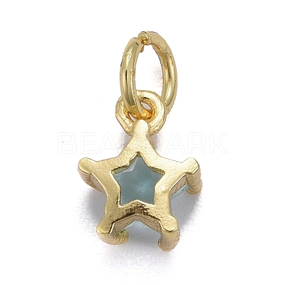 Brass Glass Pendants KK-P192-10-G02-1