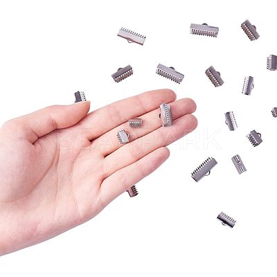 304 Stainless Steel Ribbon Crimp Ends STAS-PH0018-25P-1