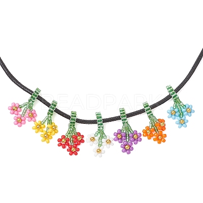 7Pcs 7 Colors Glass Seed Bead Pendants PALLOY-MZ01236-1