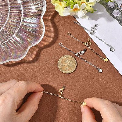 4Pcs 2 Colors Brass End Chains FIND-YW0010-34-1