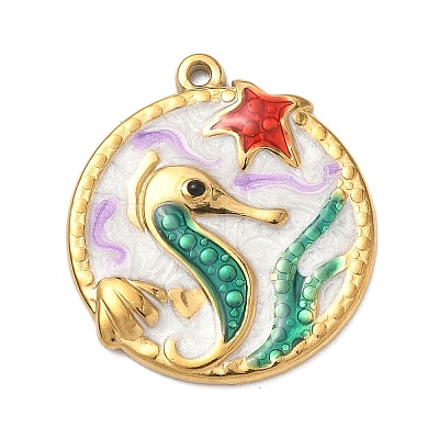 304 Stainless Steel Enamel Pendants STAS-A092-01A-G-1