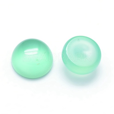 Natural Dyed & Heated Green Onyx Agate Cabochons G-P393-R04-6mm-1