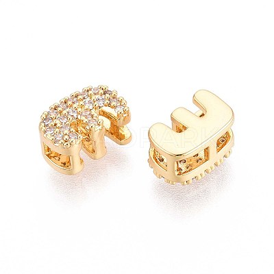 Brass Micro Pave Clear Cubic Zirconia Beads KK-T071-17G-E-1