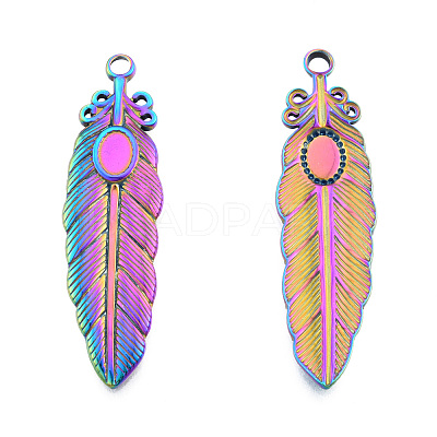 Rack Plating 201 Stainless Steel Pendant Settings for Enamel STAS-N098-251M-1