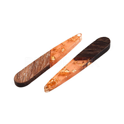 Transparent Resin & Walnut Wood Pendants RESI-S389-039A-B04-1