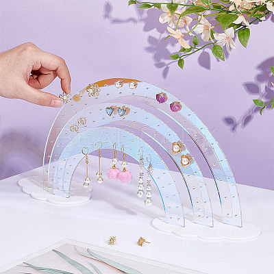 Rainbow with Cloud Laser Acrylic Earring Display Stands DIY-WH0570-25-1
