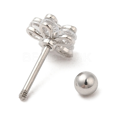 Brass Micro Pave Clear Cubic Zirconia Stud Earrings LS-EJEW-L265-03P-1