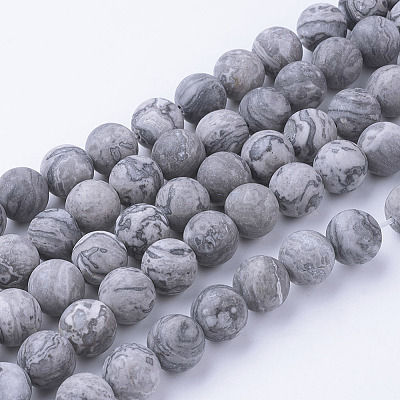 Natural Map Stone/Picasso Stone/Picasso Jasper Bead Strands G-G735-27F-10mm-1