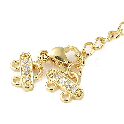 Brass Micro Pave Clear Cubic Zirconia End with Chains KK-P290-24G-1