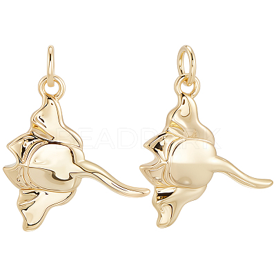 12Pcs Manta Ray Brass Pendants KK-BBC0019-77-1