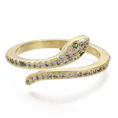 Brass Micro Pave Cubic Zirconia Cuff Rings RJEW-S044-067-NF-1