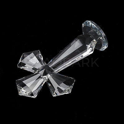 Natural Quartz Crystal Cross Figurines AJEW-H154-01A-1