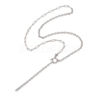 304 Stainless Steel Paperclip Chain Cable Chain Lariat Y Necklaces NJEW-JN05785-1