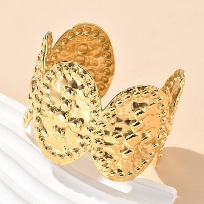 304 Stainless Steel Cuff Bangles for Women AJEW-P127-13G-1
