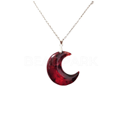 Gothic Crescent Moon Pendant Alloy Chain Necklaces FS-WG24E4D-01-1