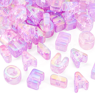 50Pcs 5 Styles UV Plating Rainbow Iridescent Acrylic Beads OACR-TA0004-67F-1