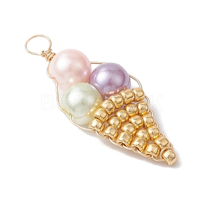 5Pcs Seed Beaded Ice Cream Pendants PALLOY-JF03903-1