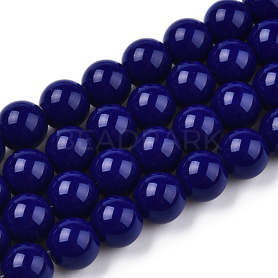 Opaque Solid Color Glass Beads Strands GLAA-T032-P8mm-03-1