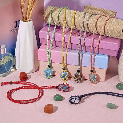 Braided Waxed Cotton Thread Cords Macrame Pouch Necklace Making AJEW-SW00022-15-1