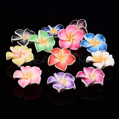 Handmade Polymer Clay 3D Flower Plumeria Beads X-CLAY-Q192-15mm-M-1