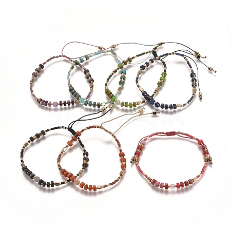 Adjustable Natural Gemstone Braided Bead Bracelets BJEW-L669-C-1