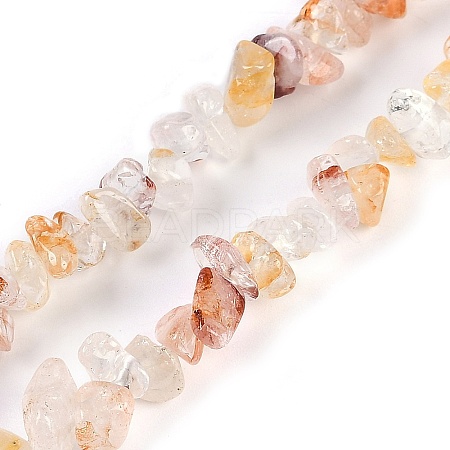 Natural Red Hematoid Quartz/Ferruginous Quartz Beads Strands G-G905-19-1