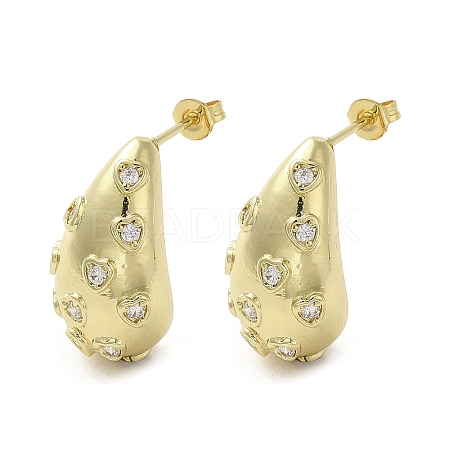 Brass with Cubic Zirconia Stud Earrings EJEW-G381-01G-1