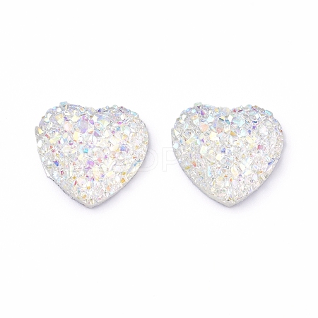 Shining Druzy Resin Cabochons RESI-WH0008-30K-1