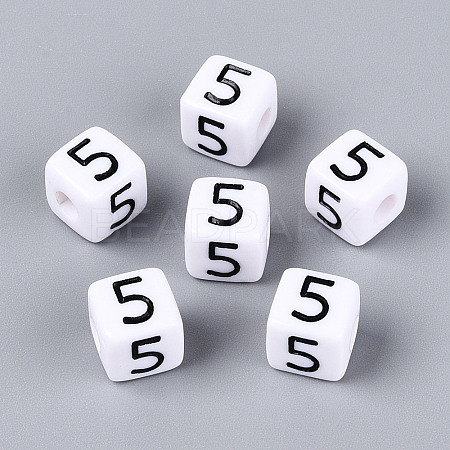 Opaque Acrylic European Large Hole Beads SACR-N020-01B-06-1