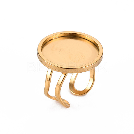 201 Stainless Steel Cuff Ring Findings X-STAS-S080-040F-G-1