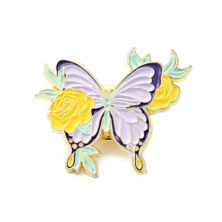 Flower Butterfly Enamel Pin JEWB-J005-07H-G-1