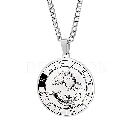 Non-Tarnish Unisex 201 Stainless Steel Constellation Pendant Necklaces NJEW-T011-LA721-12-1