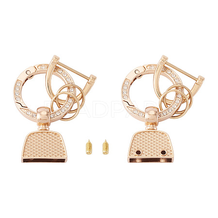 1Pc DIY Alloy Rhinestone Spring Gate Rings Keychains FIND-TA0008-54C-G-1
