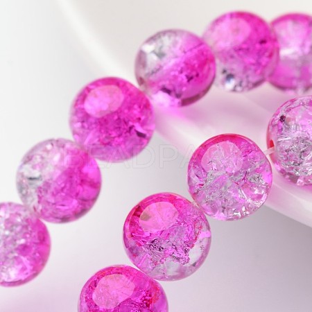 1 Strand Transparent Crackle Glass Round Beads Strands X-CCG-Q002-10mm-09-1